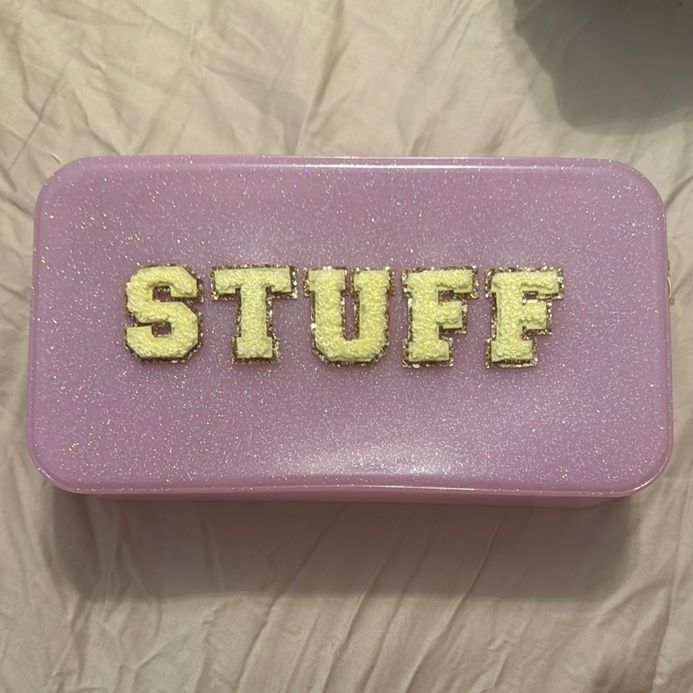 STONEY CLOVER Pink Glitter 'STUFF' Storage Box